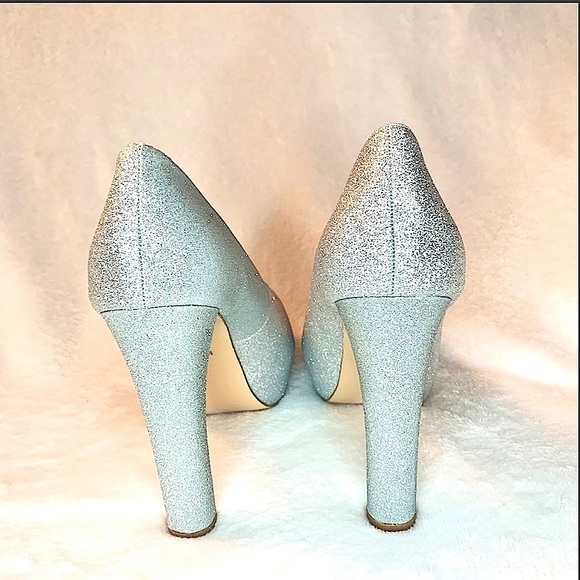 De Blossom Collection Heel Silver Sparkle Peep Toe Carina-102 - Picture 6 of 16